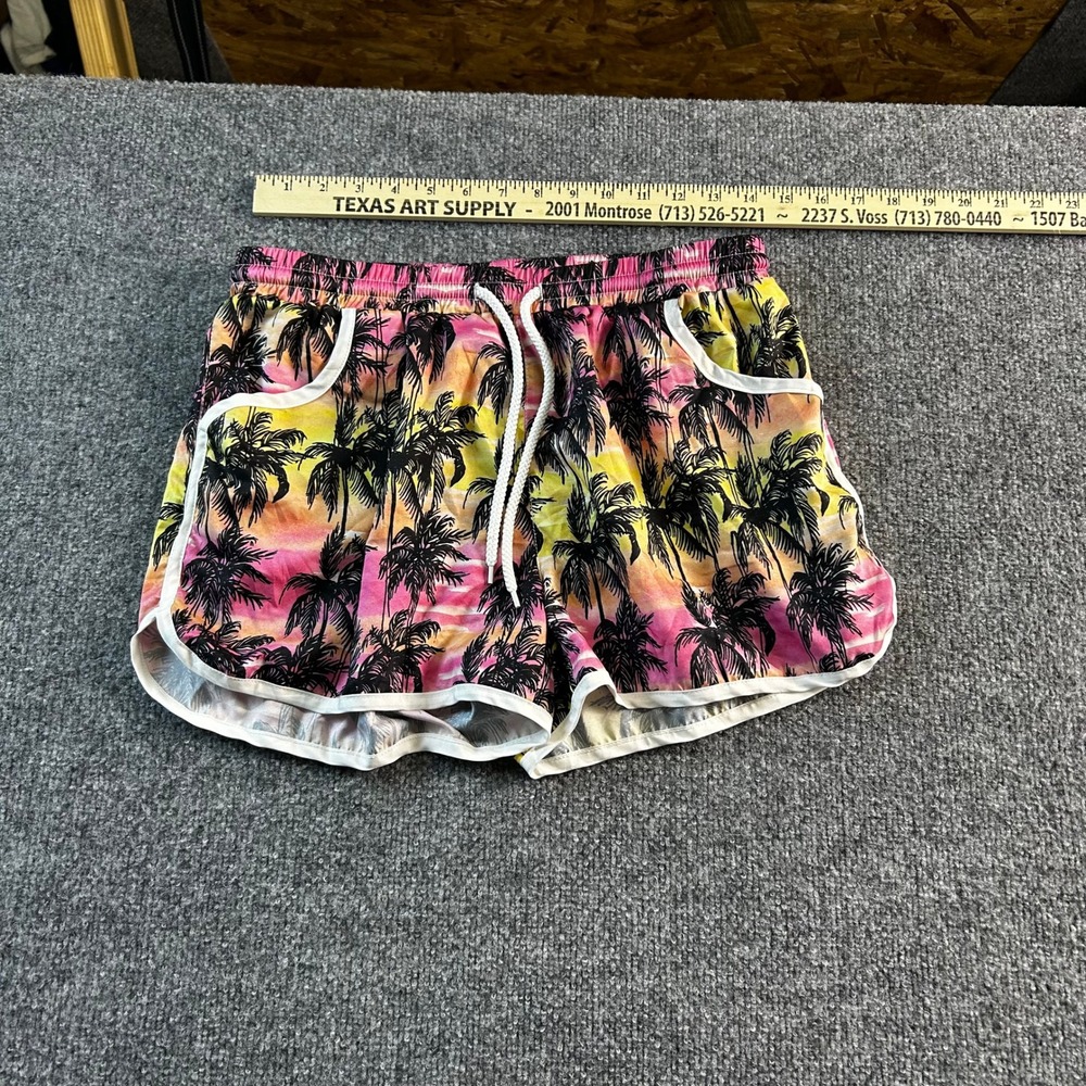Unbranded Shorts Womens Size M Pink Yellow Palm Tree Sunset Tropical Summer